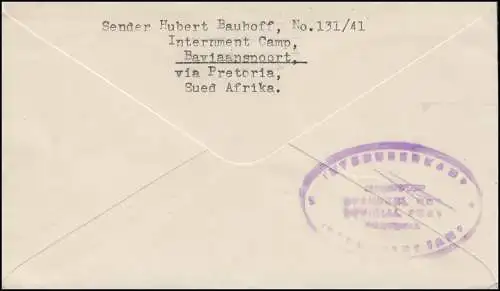 Zensur MILITARY CENSORSHIP CIVIL MAILS 15443 auf Kriegsgefangenenbrief 1945/46