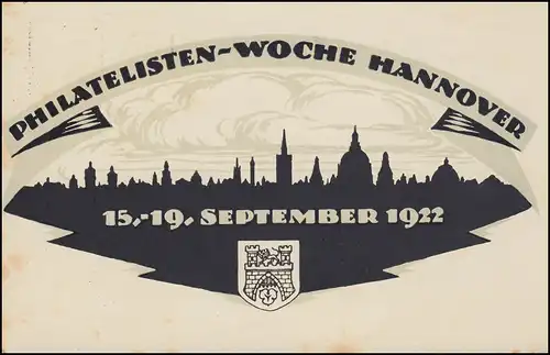 PP 61 zur Philatelisten-Woche Hannover 1922, passender SSt HANNOVER 18.9.22