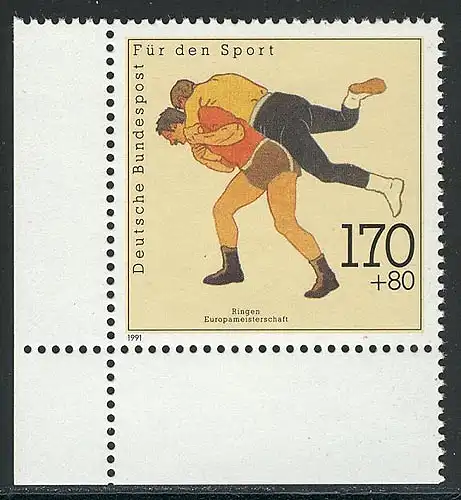 1502 Sporthilfe 170+80 Pf Ringen ** Ecke u.l.