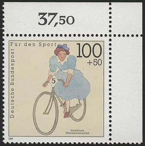 1500 Sporthilfe 100+50 Pf Radfahren ** Ecke o.r.