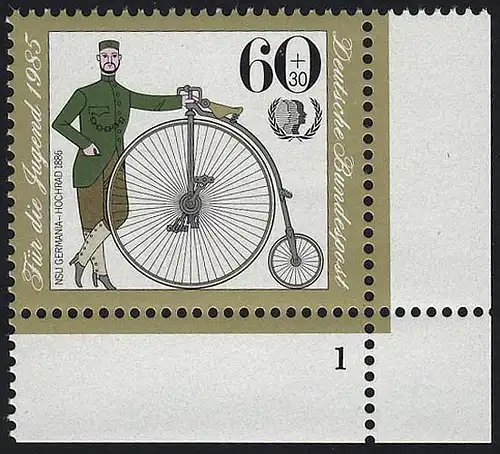 1243 Jugend Historische Fahrräder 60+30 Pf ** FN1