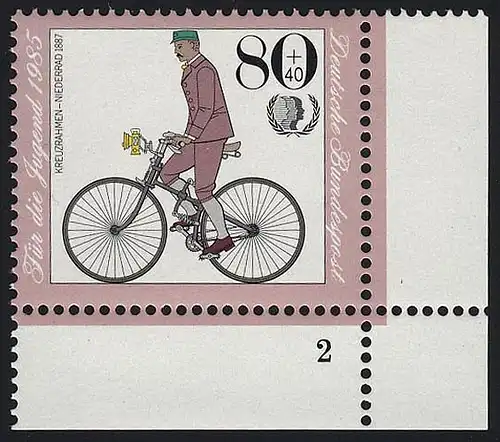 1244 Jugend Historische Fahrräder 80+40 Pf ** FN2