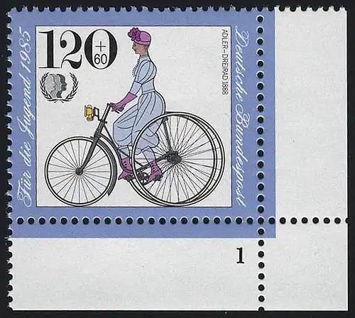 1245 Jugend Historische Fahrräder 120+60 Pf ** FN1