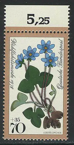 985 Waldblumen 70+35 Pf Leberblümchen ** Oberrand
