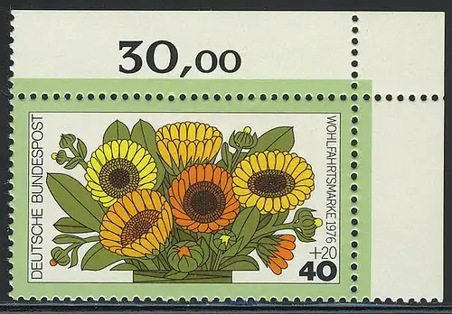 905 Blumen 40+20 Pf Ringelblumen ** Ecke o.r.