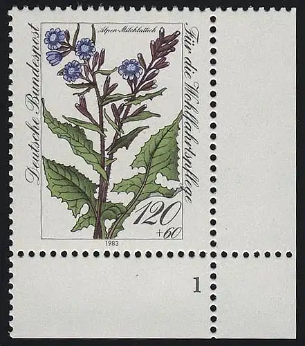1191 Wohlfahrt Alpenblumen 120+60 Pf ** FN1