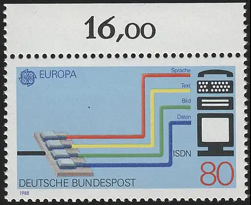 1368 Europa 80 Pf ** Oberrand