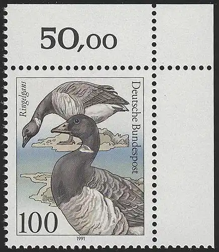 1541 Oiseaux marins 100 Pf Ringelgans ** Coin o.r.
