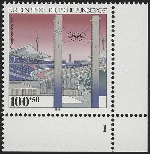 1652 Sporthilfe 100+50 Pf Olympiastadion ** FN1