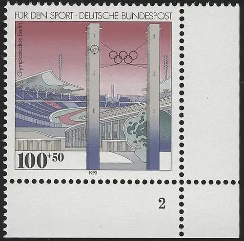 1652 Sporthilfe 100+50 Pf Olympiastadion ** FN2