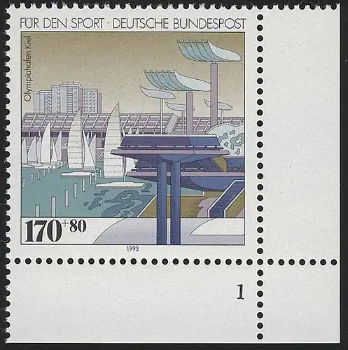 1653 Sporthilfe 170+80 Pf Olympiahafen ** FN1