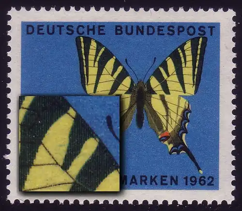 379I Jugend Schmetterling 40 Pf.  PLF I grüner Strich im linken Flügel, F. 48 **