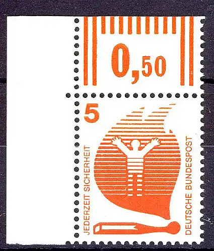 694 Unfallverhütung 5 Pf Ecke ol ** postfrisch