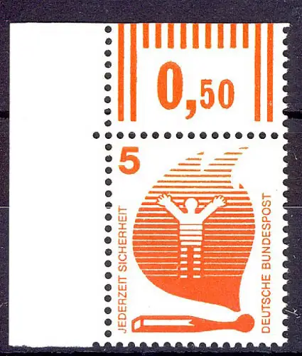 694 Unfallverhütung 5 Pf Ecke ol ** postfrisch
