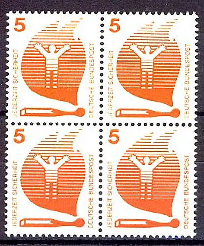 694 Unfallverhütung 5 Pf Viererblock ** postfrisch
