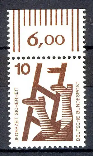 695 Unfallverhütung 10 Pf Oberrand ** postfrisch