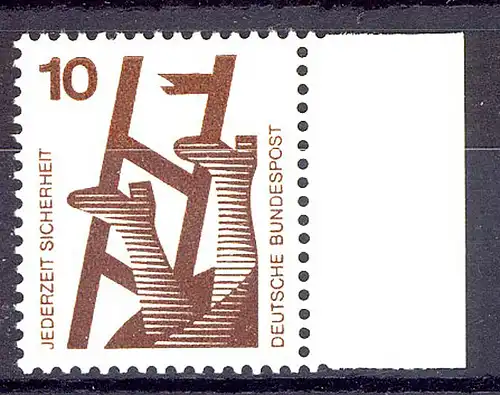 695 Unfallverhütung 10 Pf Seitenrand re. ** postfrisch