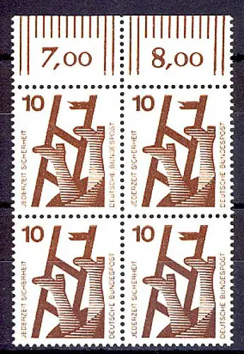 695 Unfallverhütung 10 Pf OR-Viererbl. ** postfrisch