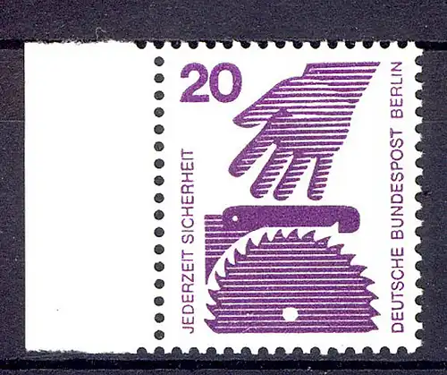 696 Unfallverhütung 20 Pf Seitenrand li. ** postfrisch