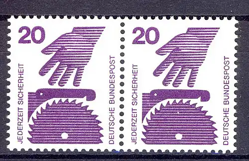 696 Unfallverhütung 20 Pf waag. Paar ** postfrisch
