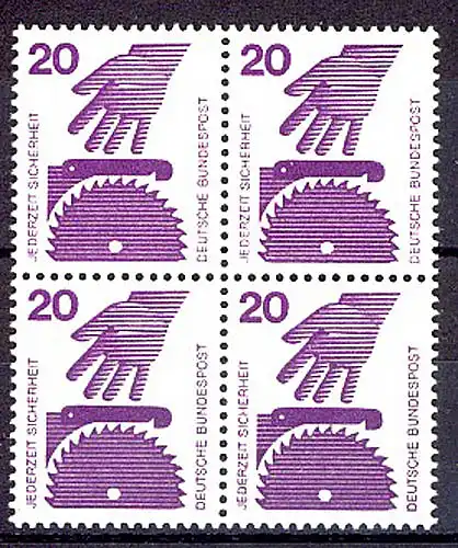 696 Unfallverhütung 20 Pf Viererblock ** postfrisch