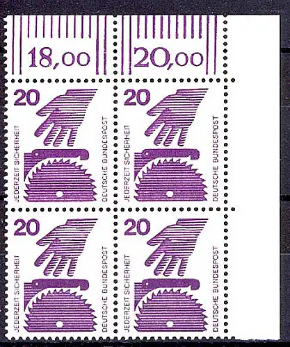 696 Unfallverhütung 20 Pf Eck-Vbl. or ** postfrisch
