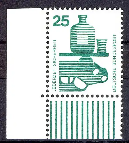 697 Unfallverhütung 25 Pf Ecke ul ** postfrisch