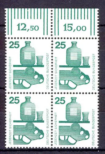 697 Unfallverhütung 25 Pf OR-Viererbl. ** postfrisch