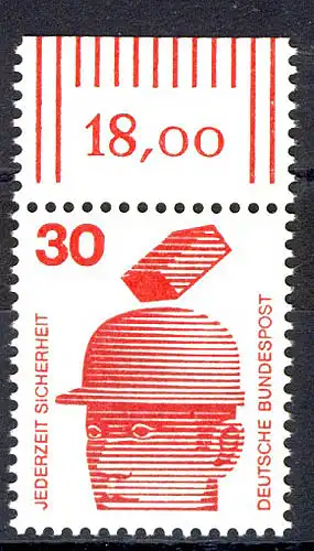 698 Unfallverhütung 30 Pf Oberrand ** postfrisch