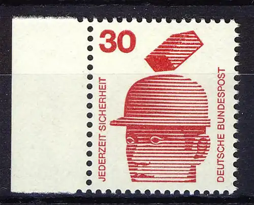 698 Unfallverhütung 30 Pf Seitenrand li. ** postfrisch