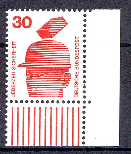 698 Unfallverhütung 30 Pf Ecke ur ** postfrisch