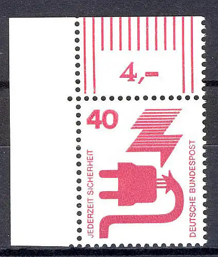 699 Unfallverhütung 40 Pf Ecke ol ** postfrisch