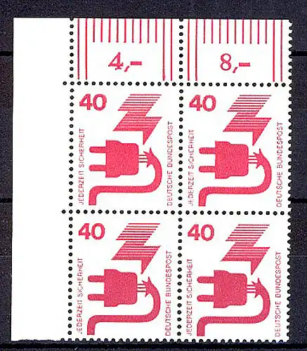699 Unfallverhütung 40 Pf Eck-Vbl. ol ** postfrisch