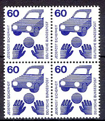 701 Unfallverhütung 60 Pf Viererblock ** postfrisch