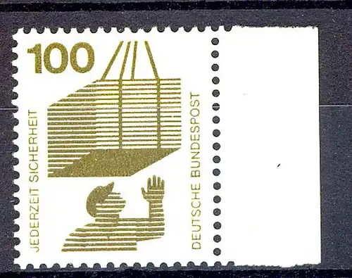 702 Unfallverhütung 100 Pf Seitenrand re. ** postfrisch