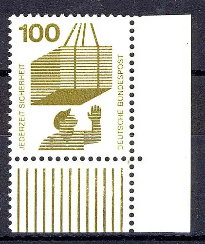 702 Unfallverhütung 100 Pf Ecke ur ** postfrisch