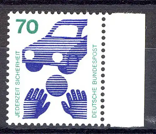773 Unfallverhütung 70 Pf Seitenrand re. ** postfrisch