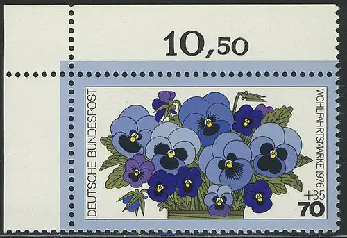 907 Blumen 70+35 Pf Stiefmütterchen ** Ecke o.l.