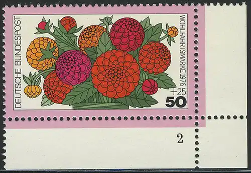 906 Blumen 50+25 Pf Zinnien ** FN2