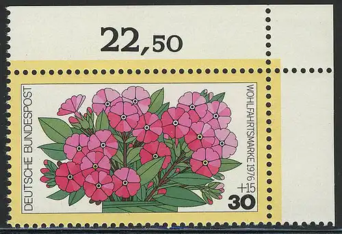 904 Blumen 30+15 Pf Phlox ** Ecke o.r.