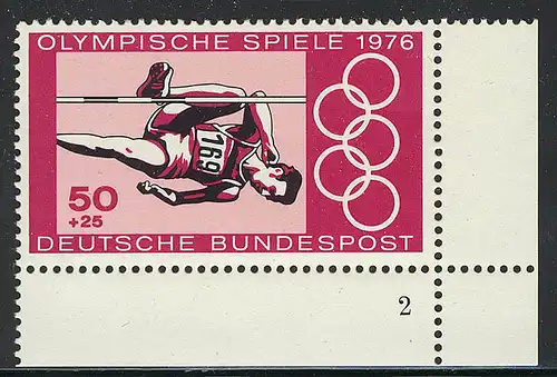 887 Olympia Montreal 50+25 Pf Hochsprung ** FN2