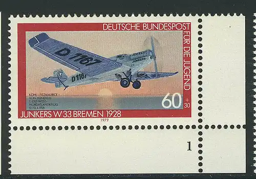 1007 Jugend Luftfahrt Junkers 60+30 Pf ** FN1