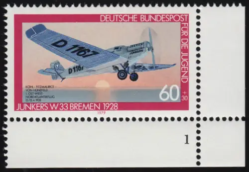 1007 Jugend Luftfahrt Junkers 60+30 Pf ** FN1