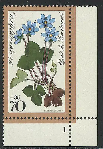985 Waldblumen 70+35 Pf Leberblümchen ** FN1