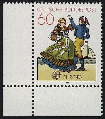 1097 Europa Friesische Tracht 60 Pf ** Ecke u.l.