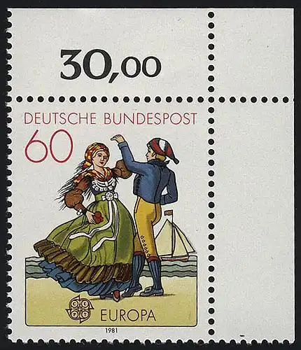 1097 Europa Friesische Tracht 60 Pf ** Ecke o.r.