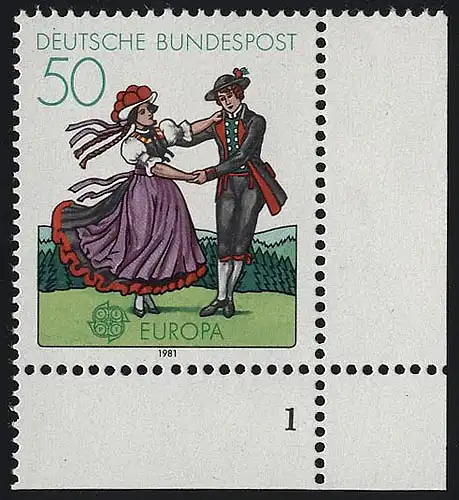 1096 Europa Schwarzwälder Tracht 50 Pf ** FN1