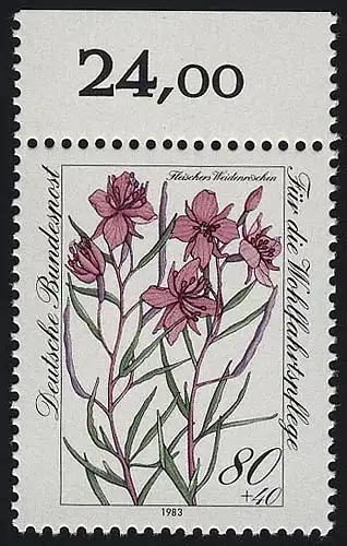 1190 Wohlfahrt Weidenröschen 80+40 Pf ** Oberrand