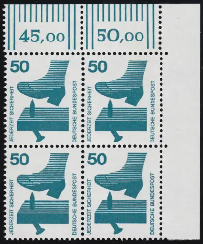 700 Prévention des accidents 50 Pf Eck-Vbl. or ** post-fraîchissement