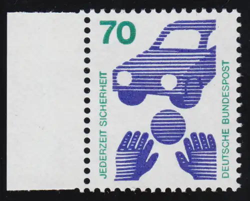 773 Unfallverhütung 70 Pf Seitenrand li. ** postfrisch